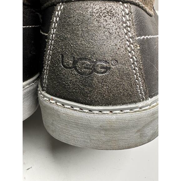 Ugg Men’s Kilian Slip On Sneaker Sz 13 Charcoal Black Leather Suede Wool Lined - Picture 7 of 15
